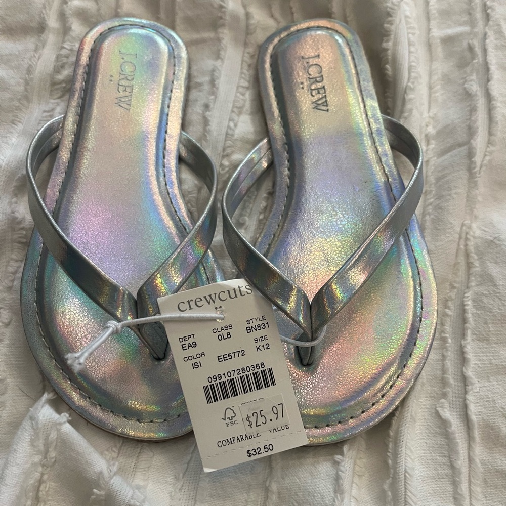 JCrew girls metallic sandals